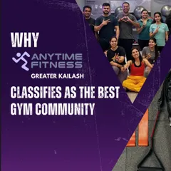 "Why Anytime Fitness classifies as the best gym community." This graphic features a group photo of our members and trainers, highlighting the connection, support, and mental boost you get from being part of our tribe.