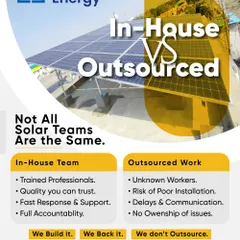 Not all solar teams are the same. We use our own trained, in-house professionals, not outsourced workers. This means you get consistent quality, fast support, and full accountability from start to finish.