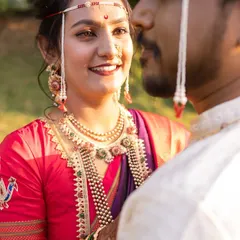A beautiful close-up of my Vaidik bride Ritu. Her skin is glowing, and the makeup enhances her features perfectly for this intimate moment with her partner.