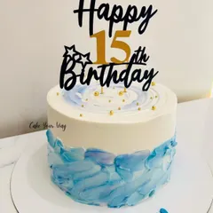 This cake is smoother than a teenager explaining their screen time. A cool blue textured cake for a 15th birthday.