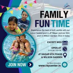 Create lasting memories with your loved ones during our family fun time. Our pools are a safe and exciting environment for all ages to splash, play, and enjoy quality time together. We have options for everyone at both our JP Nagar and Wilson Garden locations.