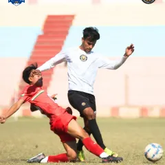 A perfectly executed slide tackle to win back possession. Our players are committed to defending from the front and pressing the opposition relentlessly.