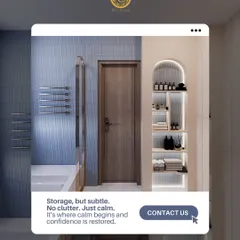 Storage, but subtle. No clutter, just calm. This bathroom features a beautiful arched niche with integrated lighting, providing elegant, open shelving for towels and toiletries, restoring confidence through calm design.