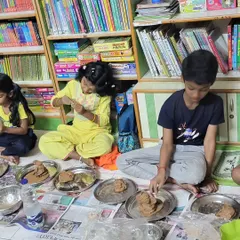 Little hands carefully molding clay during our Ganesha Chaturthi workshop. It’s a beautiful, hands-on way for children to connect with culture and create something they can be proud of.