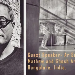 A poster for a guest lecture I delivered. These opportunities allow me to share the work of my practice, Mathew and Ghosh Architects, with different chapters of the design community.