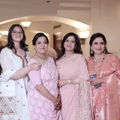 The lovely ladies all together. I customize the makeup for each person based on their outfit, skin type, and personal style, ensuring a cohesive but individual look for the whole family.