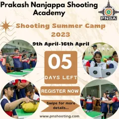 A promotional graphic for our 2023 Shooting Summer Camp, highlighting the fun and learning that awaits. We create an exciting countdown to build anticipation for this popular annual event.