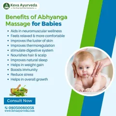 Our care extends to practices like Shishu Abhyanga, a traditional Ayurvedic baby massage. This graphic details the numerous benefits, from aiding neuromuscular wellness and boosting immunity to improving sleep and promoting overall growth.