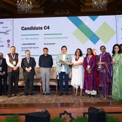 Our team on stage receiving the Prithvi Award 2024 at the Global ESG Conference. This award belongs to every single person who has supported our mission.