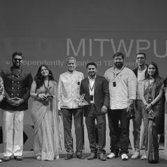 On stage with fellow speakers at a TEDxMITWPU event. These platforms allow me to connect with inspiring individuals from different fields.
