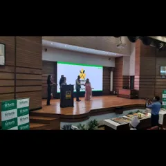 On stage during a Nutrition Month celebration. Public speaking is a passion, and I enjoy every opportunity to share knowledge about how food can be a powerful tool for health and well-being.