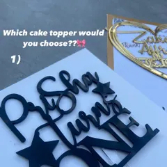 Which would you choose? This image compares a black acrylic topper with a gold one, showing two very different but equally stylish options.