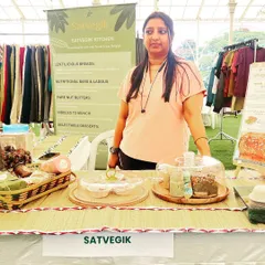 Another shot from a local market event. My stall features a menu of our offerings, including lentilicious breads, nutritional bars, pure nut butters, and delectable desserts.