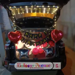 Take your surprise on the road with our unique car boot decorations. We can fill the boot of your car with balloons, banners, and fairy lights for a truly memorable birthday surprise, proposal, or welcome home celebration, available anywhere in Marathahalli and across Bangalore.