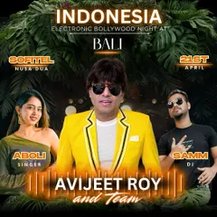 Our poster for an 'Electronic Bollywood Night' at a destination wedding at the Sofitel in Bali, Indonesia.