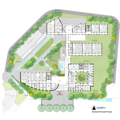 The ground floor plan for Symbiosis International University in Pune, a design that enriches student life by creating spaces for engagement outside the classroom.