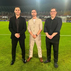 Another versatile look for the ISL presenters. Here, I styled Karan Sawhney in a stylish beige jumpsuit, offering a contemporary alternative to the traditional suit for a live broadcast.