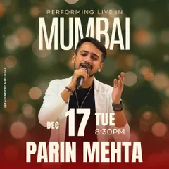A poster for a live performance in Mumbai. This clean and festive design was used to promote a special show during the holiday season.