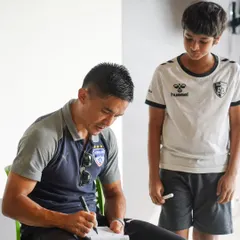 A young player gets his gear autographed by Sunil Chhetri, a personal and motivational moment to cherish from the camp.