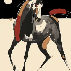A series of stylized, abstract horse paintings. These artworks use bold lines and fragmented colors to capture the power and grace of the horse, making them a dynamic addition to any modern art collection.