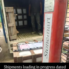A forklift is used to load heavy shipments into the truck. This shows our professional process for handling large and heavy stone art.