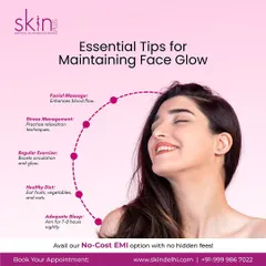 Maintaining a healthy glow goes beyond treatments. I recommend these essential tips: facial massage to enhance blood flow, stress management, regular exercise, a healthy diet, and adequate sleep.