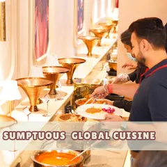 Our sumptuous global cuisine is served buffet-style for large events, featuring a wide variety of dishes to please every palate. The presentation is as impressive as the taste.