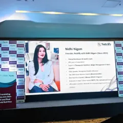 A snapshot from my presentation on "Translating Data into Diet." Here, you can see my credentials and over 13 years of experience in therapeutic nutrition, weight management, and nutri-genetics.
