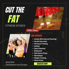We have something for everyone. This graphic provides a quick overview of all our services, from Zumba and Cardio to Personal Training, Kathak, and even home visits. Your first trial is free.