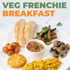 Our Veg Frenchie Breakfast is a delicious and satisfying way to start your day, featuring scrambled paneer, sautéed mushrooms, and grilled toast.