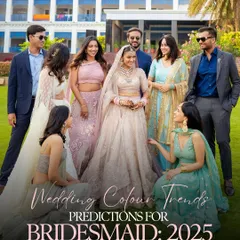 *This media is repeated from the Coordinated Family Styling cluster.* This image shows a beautiful execution of a bridesmaid color trend for 2025. The palette of soft, complementary pastels allows each woman to shine individually while looking cohesive as a group.
