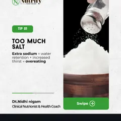 Is your weighing scale stuck? It could be due to too much salt. Extra sodium leads to water retention and can even cause overeating.
