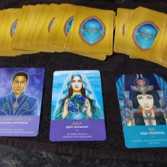 This is an example of a three-card spread using an Oracle deck, focusing on healing and purpose. Here, the cards for Divine Director, Gaia, and Isis point towards intervention, grounding, and manifestation. Each reading is a personal message for you.