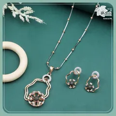The Eclipse Glow set, meticulously crafted in rose gold to reflect the radiance of rare moments. The design features a unique interplay of black and white diamonds, creating a bold, Art Deco inspired look.