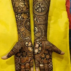 A classic full bridal design featuring a graceful bride figure, intricate floral patterns, and traditional motifs, showcasing our expertise in clean lines and balanced composition.