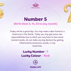 A daily prediction for Moolank 5 individuals. These quick insights help you prepare for the day's events, from potential new responsibilities to social interactions.