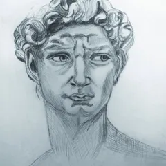 A pencil sketch tribute to Michelangelo's David. I used a hatching technique to capture the intense expression and sculptural quality of this iconic masterpiece.