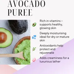 Avocado Puree is rich in vitamins that support healthy, glowing skin. It's deeply moisturizing, making it ideal for dry or mature skin, and adds a luxurious creaminess to soap.