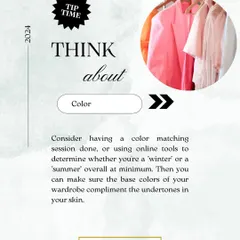 Finding your personal color palette is the first step to building a wardrobe you love. My color analysis sessions help you determine your color "season," like 'winter' or 'summer', which acts as a guide to ensure every piece you buy complements your natural skin undertones.