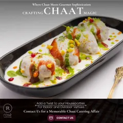 Crafting chaat magic where street food meets gourmet sophistication. This beautifully plated Dahi Bhalla, garnished with pomegranate seeds and chutneys, is perfect for adding a twist to your house parties.