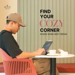 Find your cozy corner at our cafe, where work meets brews. It's the perfect spot to be productive while enjoying our delicious desserts and beverages.