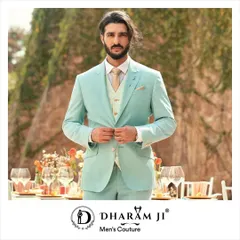For a daytime wedding or a summer reception, a suit like this light aqua three-piece makes a sophisticated statement. I work with you to choose colors and fabrics that not only suit the event but also your personal style.