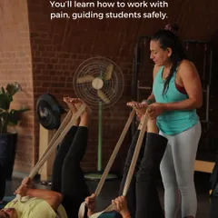You will learn how to guide students with pain by using props for support. Here, straps are used in Supta Padangusthasana (Reclining Hand-to-Big-Toe Pose) to safely stretch the hamstrings without compromising the lower back.