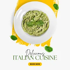 We offer a delicious selection of authentic Italian dishes, including this beautiful pesto spaghetti.