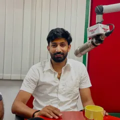 At the Radio Mirchi studio, ready to talk about the power of running. Spreading the message of fitness is a key part of my mission.