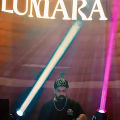 The perfect setup for a JU:CY Wednesday at Lumara. I'm on the decks, surrounded by spotlights, ready to drop the freshest beats for the midweek party crew.