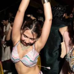 This is the energy I live for. A guest completely lost in the music during a high-powered Bollywood set at a recent Sangeet night.