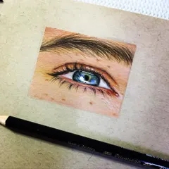 Another angle of the blue eye sketch. The pale, hard gsm paper provides a great surface for blending and creating smooth transitions.
