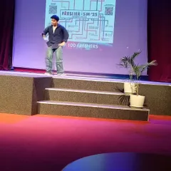 On stage at Garden City University, judging the solo dance competition for Fresherism 2K25.