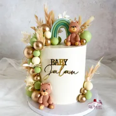Another angle of the adorable teddy bear baby shower cake.